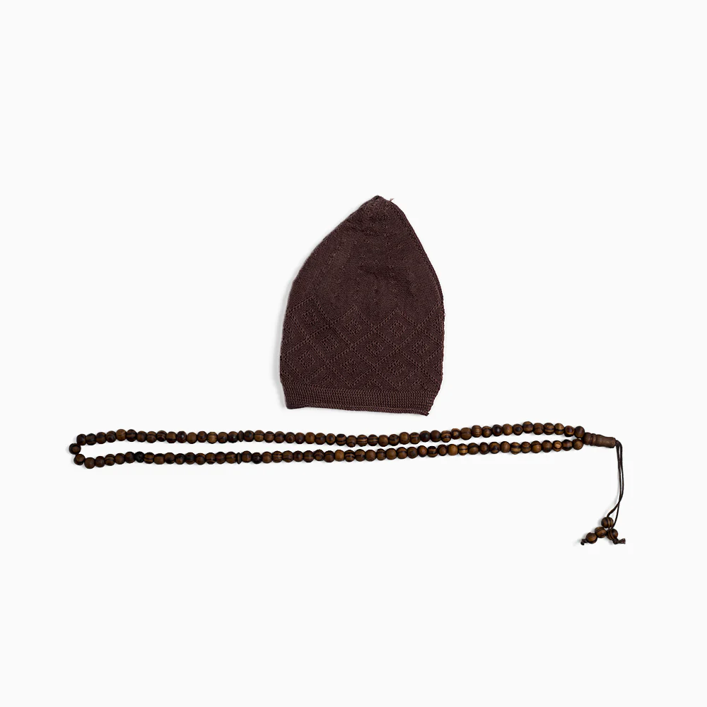 ABDEEZ Prayer Cap Collection (Pack of 5) + Wooden Tasbeeh (Not for Use) - Image 8